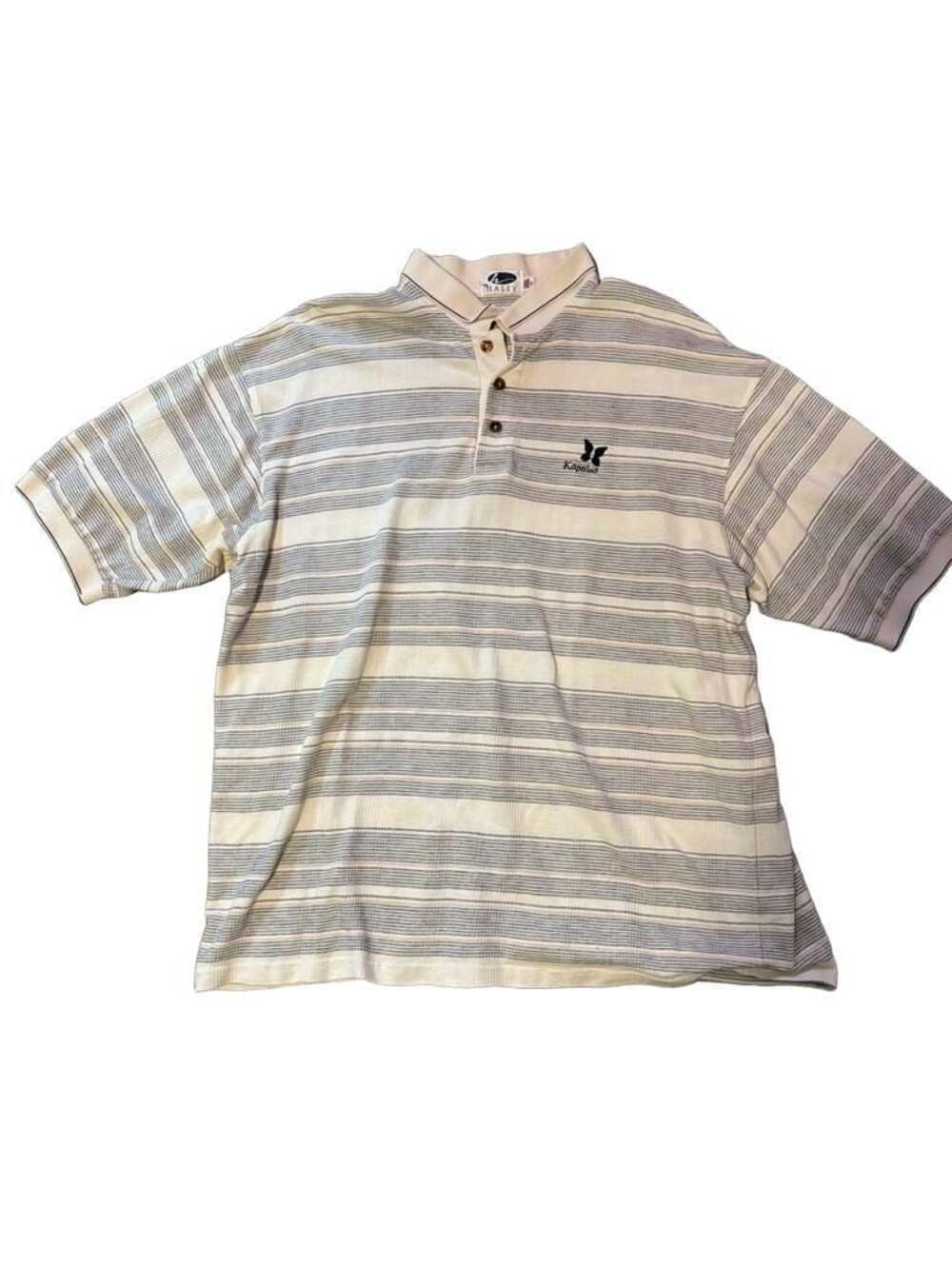 Haley Kaplua Striped Polo Shirt White Multi-Color -Mens Size XL
